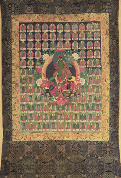 Tara Verde (guache e dourada no algodão) de Tibetan School