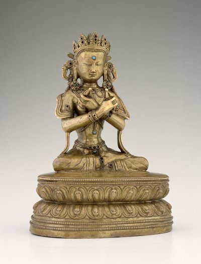 Vajradhara Buddha (liga de cobre e pedras preciosas) de Tibetan School