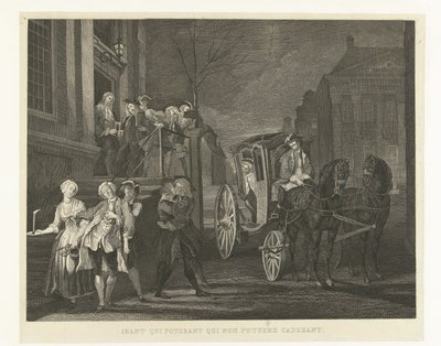 Quem podia andar saiu a pé, quem não podia mais caiu Ibant qui poterant qui non potuere cadebant (título no objeto) Nelri para Cornelis Troost (título da série) de Tieleman Cato Bruining
