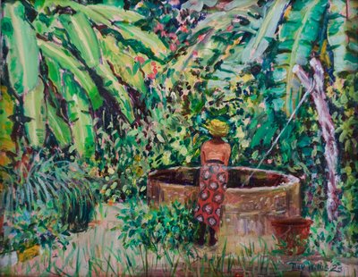 Banana junto ao poço, 2023 (óleo sobre tábua) de Tilly Willis
