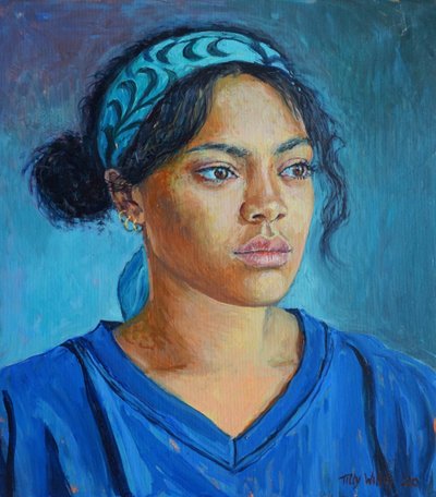 Garota de Azul 2020 (óleo sobre tela) de Tilly Willis