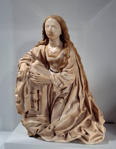 A virgem da anunciação. Escultura em mármore com altos policromos de Tilman Riemenschneider (1460-1531), finais do século XV. Paris, Musee Du Louvre de Tilman Riemenschneider