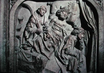 Túmulo de Henrique II (973-1024) e sua esposa Kunigunde, detalhe do Imperador operado por São Bento de Tilman Riemenschneider