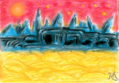 Pôr-do-sol na Cidade Alienígena de Tim Hoinkis