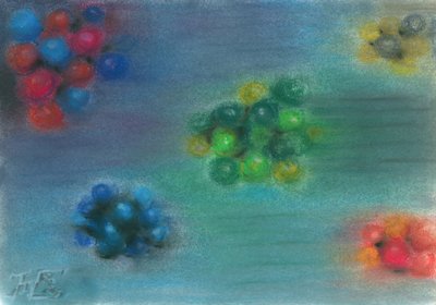 Esferas coloridas em movimento de Tim Hoinkis