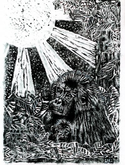 Família de gorilas da selva de Tim Hoinkis