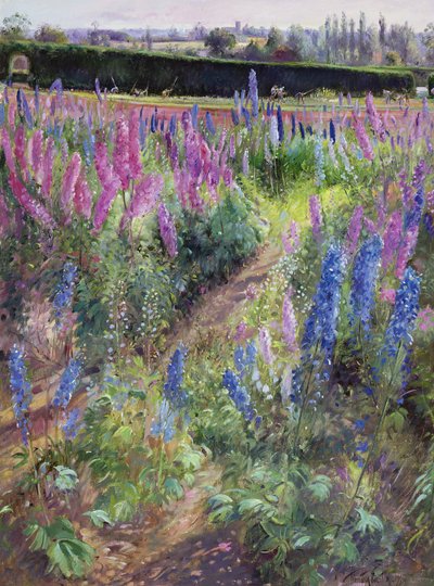Delphiniums e Hoers, 1991 de Timothy Easton