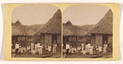 [Cabanas de uma aldeia indígena com indígenas, Expedição de Darien] de Timothy H. O