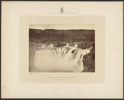 Cataratas de Shoshone, Rio Snake, Idaho, vista lateral completa no nível superior de Timothy H. OSullivan