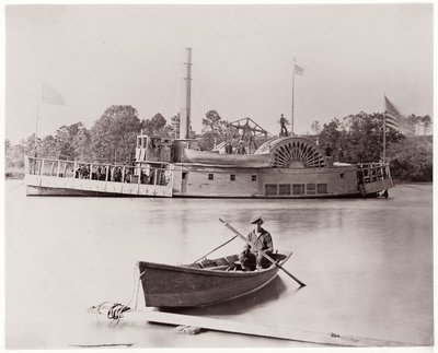 US Gunboat, 1861-65 (albumina de impressão de prata a partir de negativo de vidro) de Timothy H. OSullivan