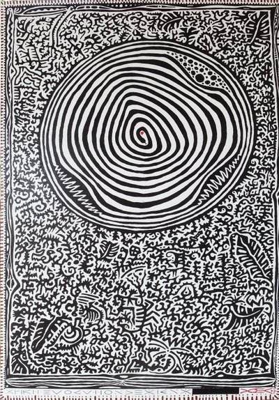 Amor na selva, 2012, óleo sobre madeira de Timothy Nathan Joel