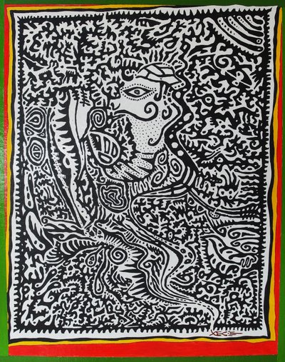 Spirit Genie, 2011, óleo sobre madeira de Timothy Nathan Joel