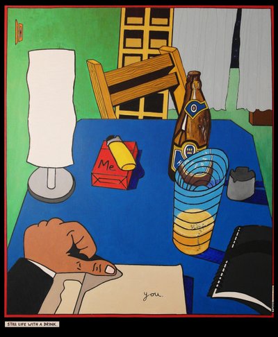 Natureza morta com uma bebida, 2001, óleo sobre tela de Timothy Nathan Joel