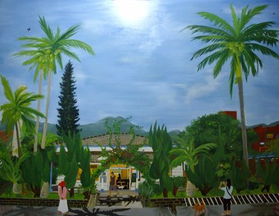 O Café Dulan, fábrica de açúcar Taitung, 2010, óleo sobre tela de Timothy Nathan Joel