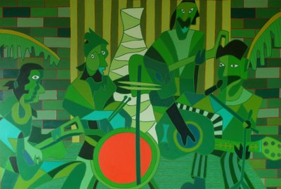 O tambor de vermelhão francês, 2012, óleo sobre tela de Timothy Nathan Joel