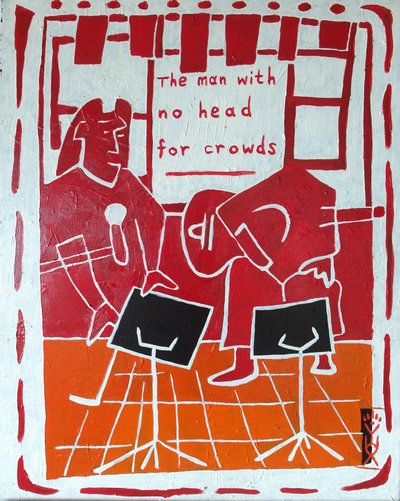 O homem sem cabeça para multidões, 2012, óleo sobre tela de Timothy Nathan Joel