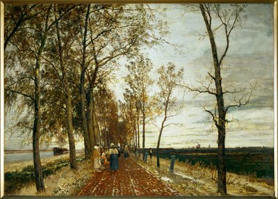 Allee bei Amsterdam - estrada com árvores perto de Amesterdão (óleo sobre tela) de Tina Blau