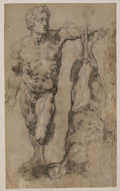 Dois estudos de uma escultura de uma figura masculina de Tintoretto