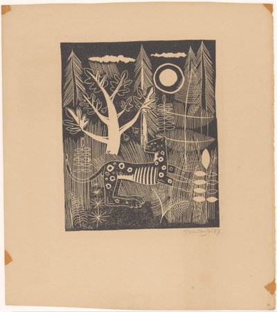 Vista da floresta com leopardo de Tinus van Doorn (signed by artist)