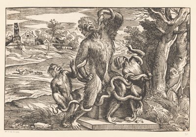 Caricatura no grupo Laocoonte de Titiaan