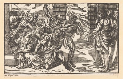 Sansão luta com soldados filisteus de Titiaan
