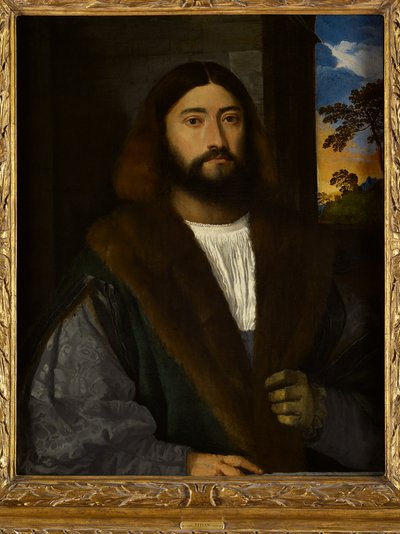Retrato de um homem de barba (óleo sobre tela) de Titian (c.1488-1576) (attr. to)
