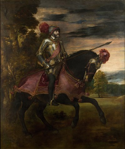 O imperador Carlos V (1500-58) a cavalo em Muhlberg de Tiziano Vecelli