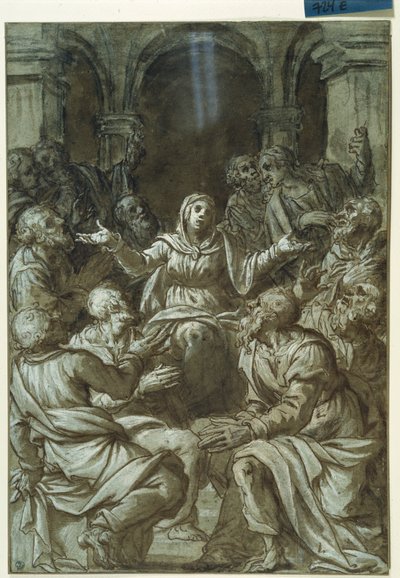 A Virgem Maria com os Apóstolos de Santo Spirito ( de Titian (c.1488 1576)