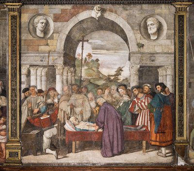 O coração do avarento no caixão, a parede norte, Escola do Santo, Basílica de Santo António (Basílica do Santo), Pádua, Itália de Titian (c.1488 1576)