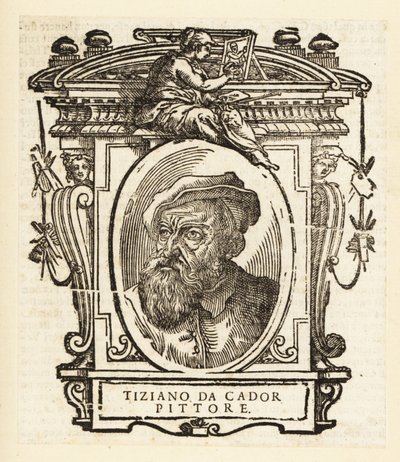 Retrato de Ticiano, pintor italiano durante a Renascença, nascido em Pieve di Cadore, cerca de 1488-1576 de Titian (c.1488 1576) (after)