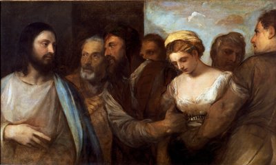 Cristo e a mulher adúltera (pintura, c.1540) de Tiziano Vecelli
