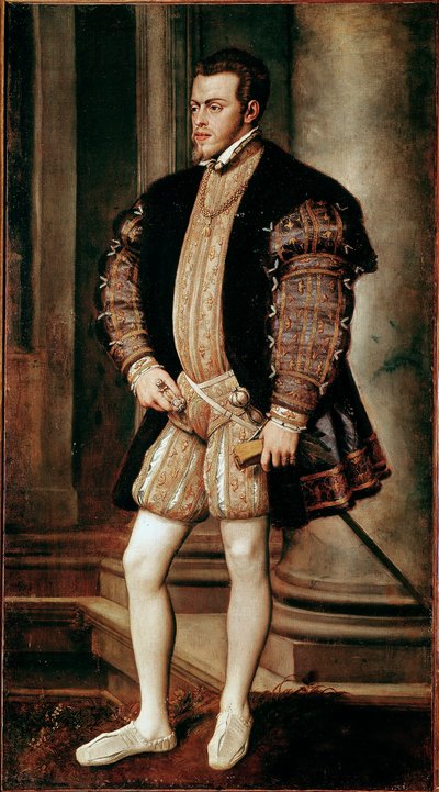Retrato de Filipe II (1527-1598), filho de Carlos V Pintura de Tiziano Vecellio dit Le Titian (1485-1576) Palazzo Pitti, Galleria Palatina, Florença de Tiziano Vecelli