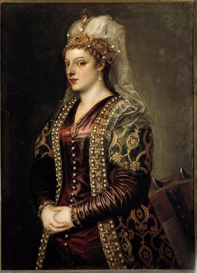 Retrato da Rainha de Chipre Caterina Cornaro, como Santa Catarina de Alexandria. c.1542 (pintura) de Tiziano Vecelli