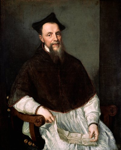Retrato do prelado Ludovico Beccadelli (participou do Conselho de Trento) Pintura de Tiziano Vecellio chamado Ticiano (ca. 1490-1576) de Titian (c.1488 1576)