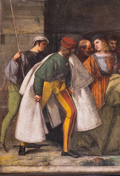 O Bebê proclamando a inocência da Mãe, o Muro Norte, Escola do Santo, detalhe de 2195188 e 2195385 de Titian (c.1488 1576)