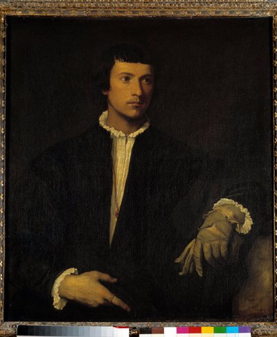 The Man with a Glove, c.1520 (óleo sobre tela) de Titian (c.1488 1576)