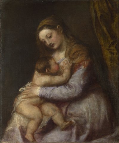 A Virgem e a Criança, c.1570-76 (óleo sobre tela) de Tiziano Vecelli