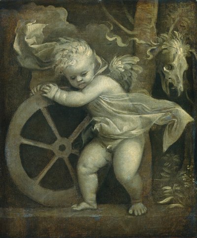 Cupido com a roda do tempo de Titian