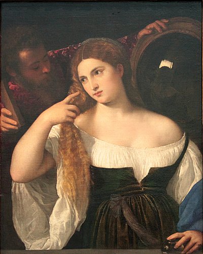 Francês:  La Femme au miroir Mulher com um espelho de Titian