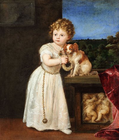 Alemão: Clarissa Strozzi (1540-1581) aos dois anos de idade Retrato de Clarissa Strozzi de Titian