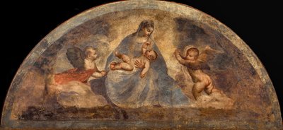 Madonna e Criança com dois anjos, c. 1519. de Titian