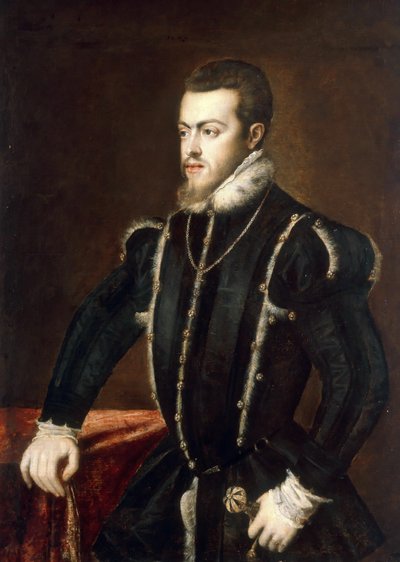 Retrato de Filipe II 1527-1598, Rei de Espanha e Portugal, ca 1553. de Titian