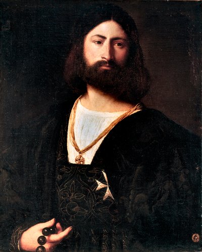 Retrato de um Cavaleiro de Malta Pintura de Tiziano Vecellio chamado Ticiano de Tiziano Vecelli