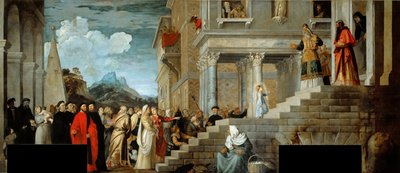 A Apresentação da Virgem no Templo, 1534-1538. de Titian