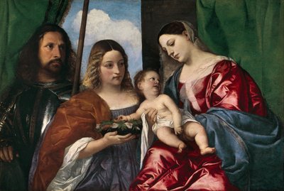 A Virgem e o Menino com Santa Dorotéia e São Jorge, 1515-18 de Tiziano Vecelli
