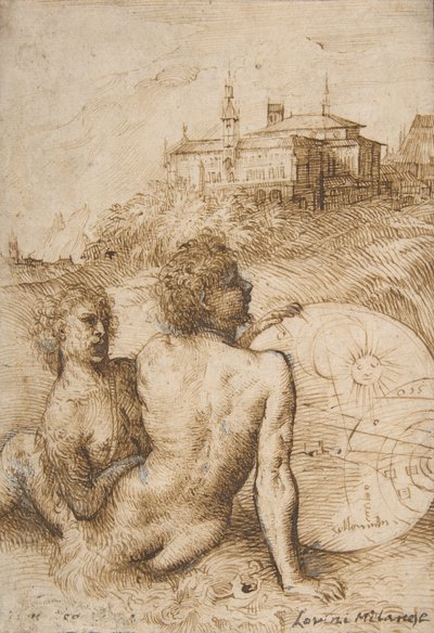 Dois sátiros em uma paisagem, c. 1505-10. de Titian