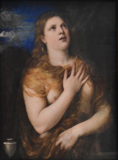 Francês: Madeleine pénitente Penitente Magdalene de Titian and Workshop