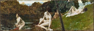Banhistas (óleo sobre tela de Tito Ettore