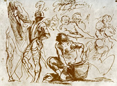 Uma página de esboços, por Ticiano de Tiziano Vecelli