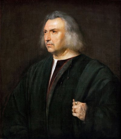 Retrato do Médico Gian Giacomo Bartolotti da Parma - Ticiano (1488-1576). Óleo sobre tela, ca. 1515. Dimensão : 88x75 cm. Museu de História de Arte, Vienne de Tiziano Vecelli